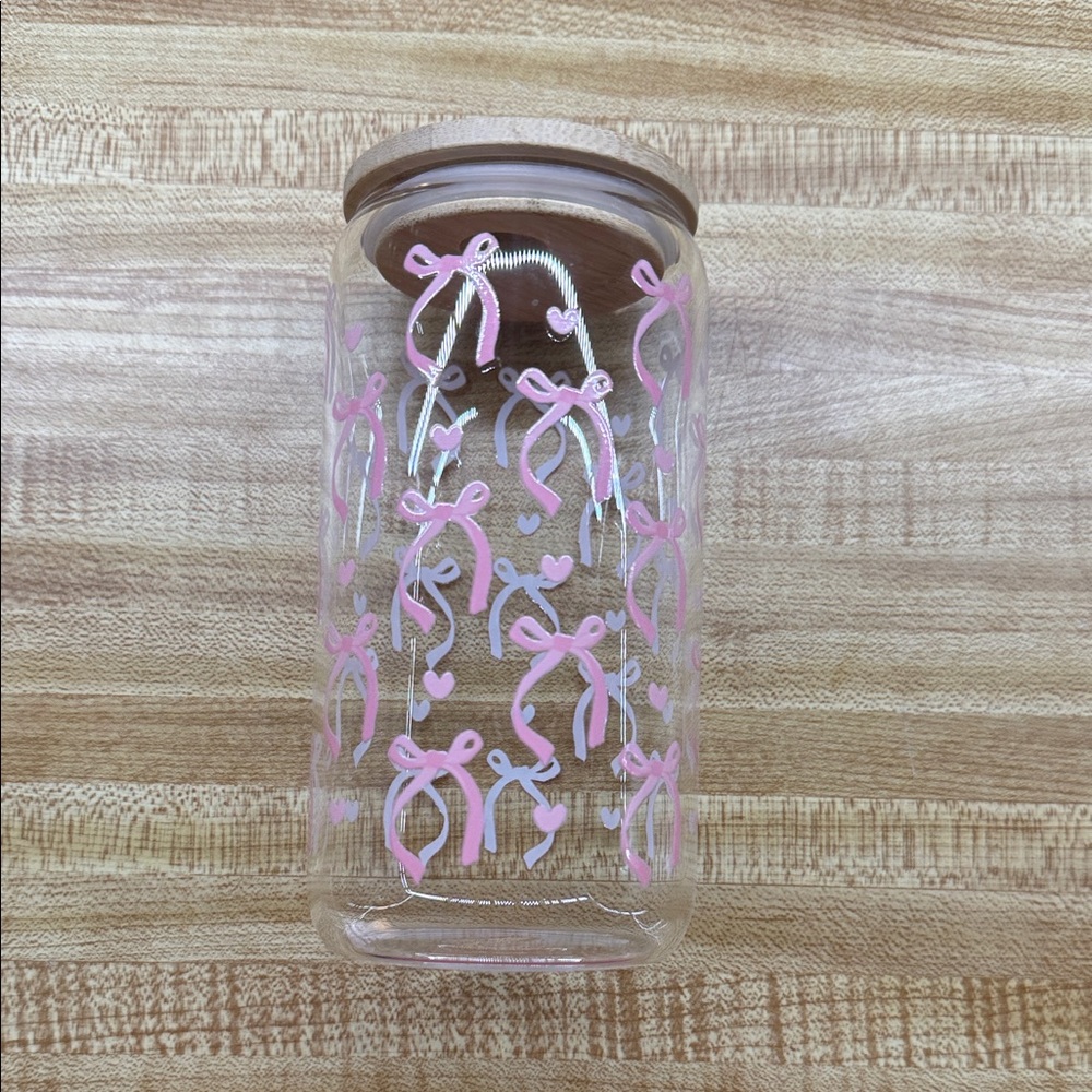 A Classy Chic Boutique Pink Ribbon Glass Jar
